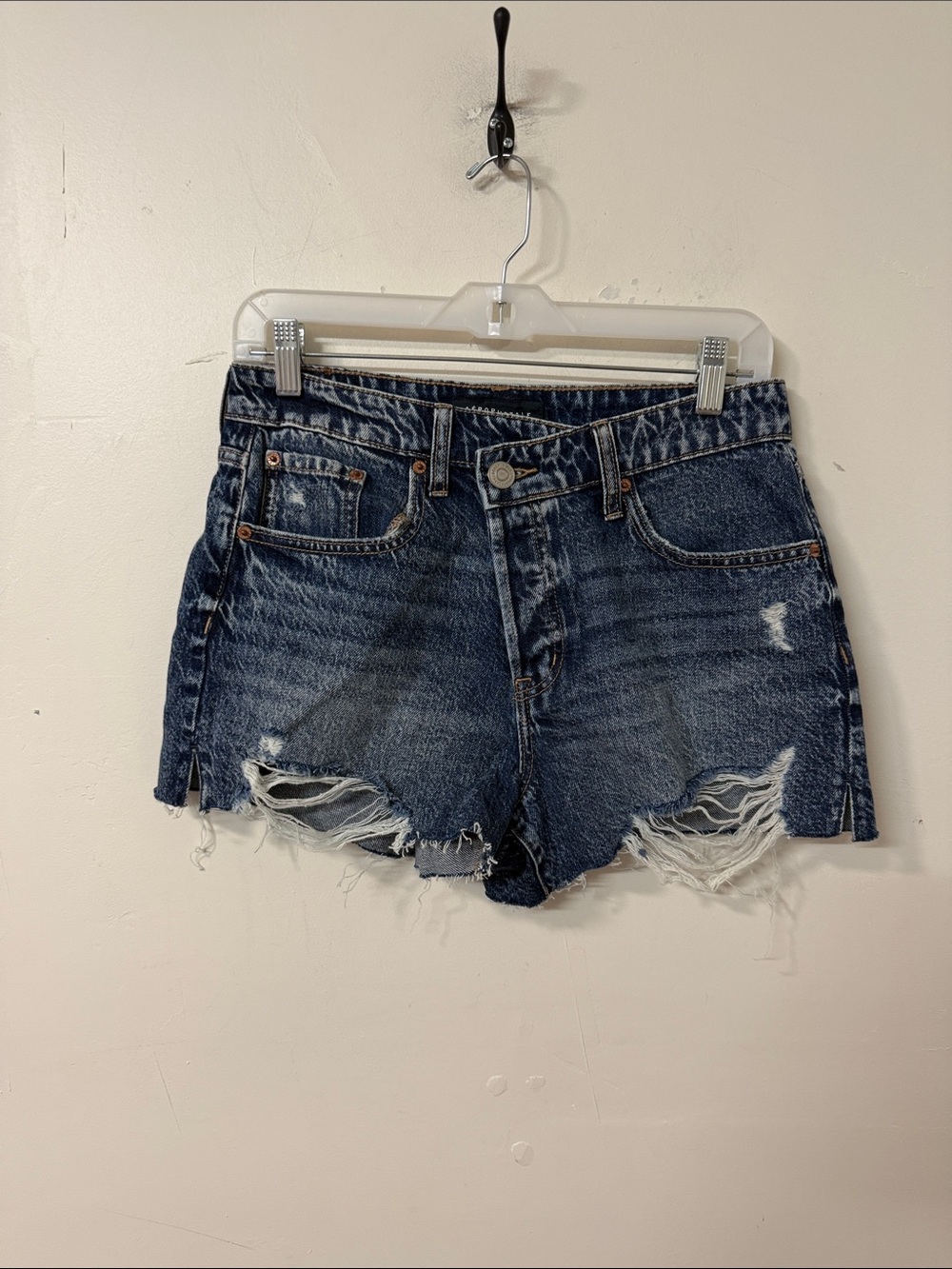 Aeropostale Distressed Dark Blue Denim Cutoff Shorts